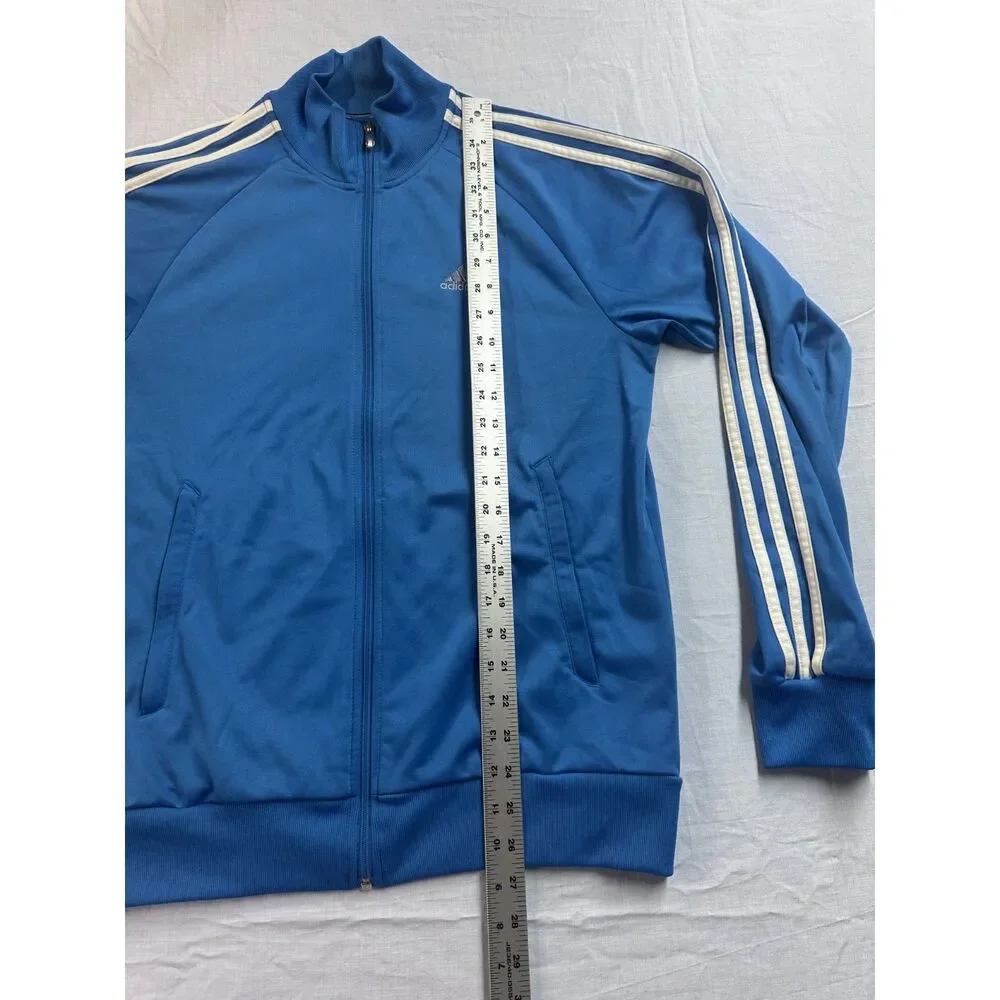 Adidas Clima365 Climalite Full Zip Track Jacket Blue White 3-Stripes Mens Small
